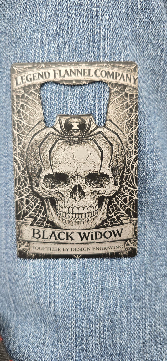 Black widow card bottle opener