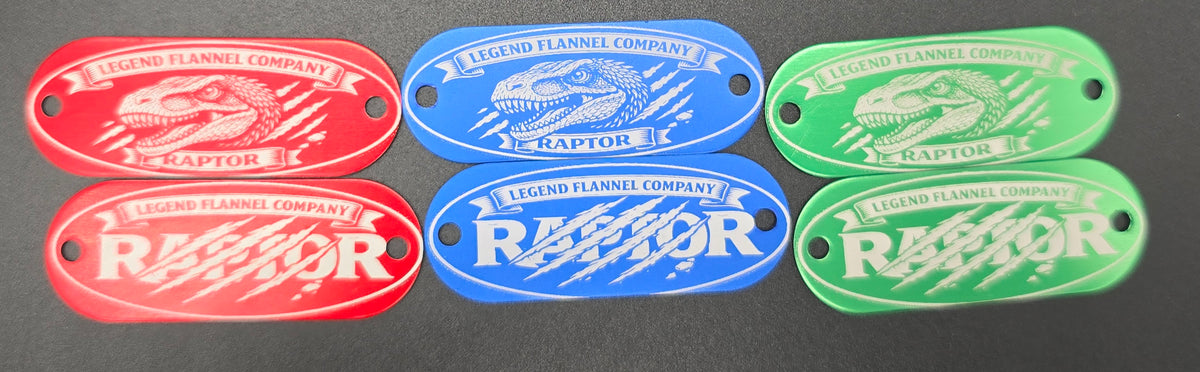 Raptor hanger tags – Together by design engraving
